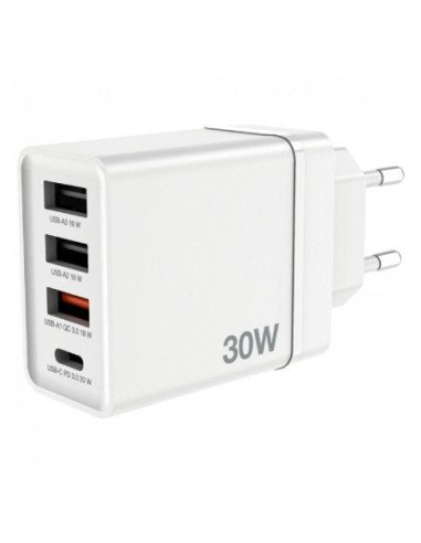 Cargador de pared verbatim chr-30eu2/ 1xusb tipo-c/ 3xusb/ 30w