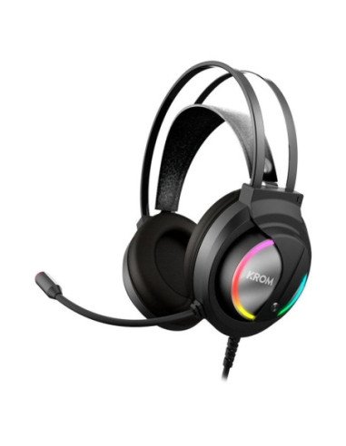 Auriculares gaming con micrófono krom kappa/ jack 3.5/ usb 2.0/ negros