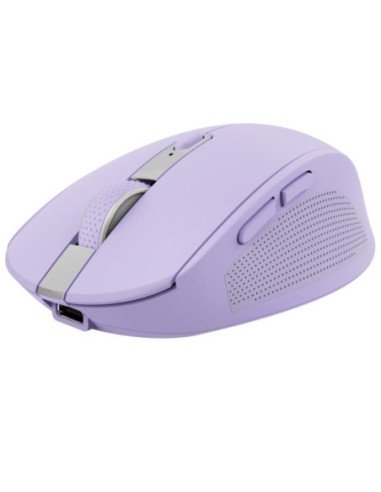 Ratón inalámbrico por bluetooth trust ozaa compact wireless/ batería recargable/ hasta 3200 dpi/ morado