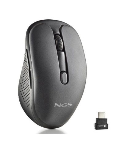Ratón inalámbrico ngs evo mix silencioso/ batería recargable/ hasta 3200 dpi/ negro