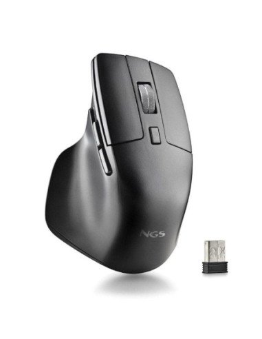 Ratón inalámbrico por bluetooth ngs hit-rb/ batería recargable/ hasta 1600 dpi/ negro
