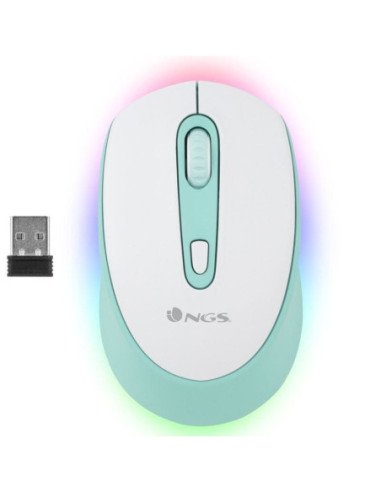 Ratón inalámbrico por bluetooth ngs smog mint-rb/ batería recargable/ hasta 2400 dpi/ verde menta