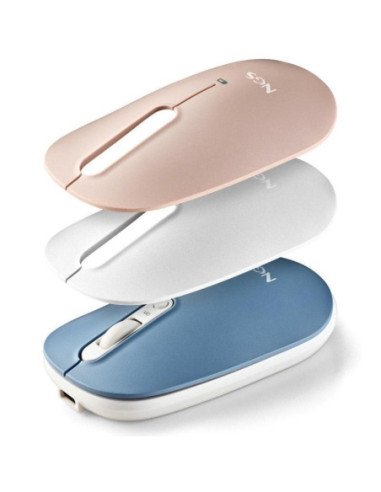 Ratón inalámbrico por bluetooth ngs shell-rb/ batería recargable/ hasta 1600 dpi/ azul/ blanco/ rosa