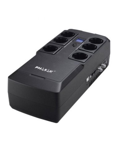 Sai línea interactiva phasak kryptos 800 va/ 480w/ 6 salidas/ formato bloque