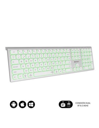 Teclado inalámbrico subblim master/ plata y blanco