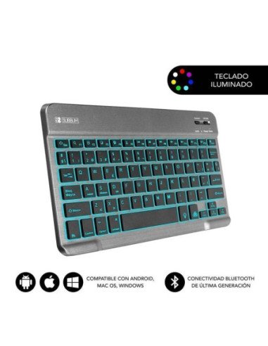 Teclado compacto inalámbrico por bluetooth subblim smart backlit/ gris