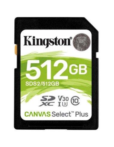 Tarjeta de memoria kingston canvas select plus 512gb sd xc/ clase 10/ 100mbs