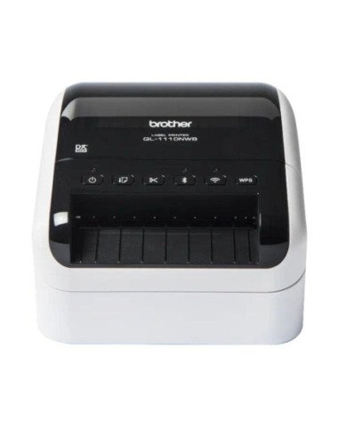 Impresora de etiquetas brother ql-1110nwbc/ térmica/ ancho etiqueta 103mm/ usb-wifi-bluetooth-ethernet/ blanca y negra