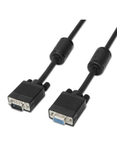 Cable alargador svga aisens a113-0078/ vga macho - vga hembra/ hasta 3w/ 10mbps/ 1.8m/ negro